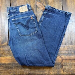 Volcom Black Zip Jean Mens 32 Relaxed Fit Straight Leg Blue Denim USA Made, VTG